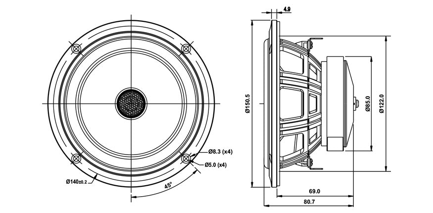 [SB Acoustics] 5" SB13PFCR25-4-COAX